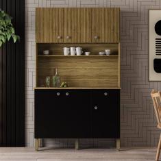 Armário De Cozinha Compacta 6 Portas 1 Gaveta Style - Freijó-nero-cp-ripado Freijó