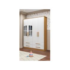 Guarda Roupas Bebe Moveis Peroba Charlo elo 04 portas MDF, Branco Amên