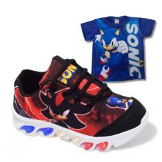 Kit Tênis De Led Infantil Menino Masculino Sonic Shadow+ Camisa - Kids