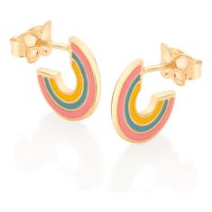 Brinco Meia Argola Infantil Arco Íris, Com 526724 - ROMMANEL, Colorido