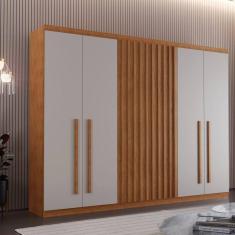 Guarda Roupa Denver Casal 6 Portas Com Pés Rufato Naturale/off White