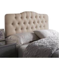 Cabeceira Painel Casal Curvo Estofada Capitone 1,60 Suede Bege