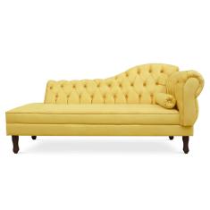 Recamier Divã Cancun 140cm com Capitonê - Esquerda Suede - Ecotec Decor