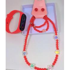 Kit Relógio Digital Led Prova água Bracelete Infantil Feminino Menina 