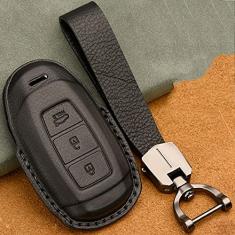 Capa para chaveiro do carro Bolsa inteligente de couro para chave, adequado para Hyundai Santa Fe Palisade Acento Kona Nexo Veloster Elantra, chaveiro do carro ABS inteligente para chaveiro