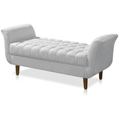 Recamier Calçadeira Decorativo Quarto Closset 150cm Grecia Suede Branco - LM DECOR