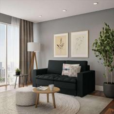 sofá 3 lugares retrátil nion suede preto 180 cm