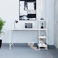 Escrivaninha com Estante 3 Prateleiras Estilo Industrial 135cm Active Branco Chess/Est.Branca
