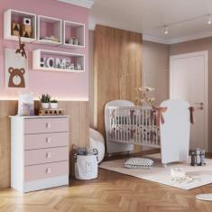 Quarto de Bebê Completo Cômoda e Berço Corujinha Percasa, Branco com R