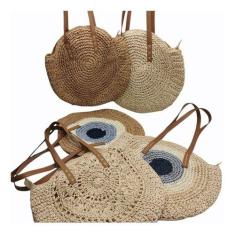 Bolsa De Palha Redonda Vintage Feita À Mão Grande Praia - Tem Tudo OnL