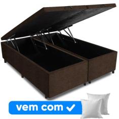 Cama Box Baú Queen Base 158x198cm Varias Cores + 2 Travesseiros OR - C