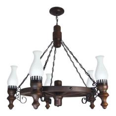 Lustre Muller Roda Carroça 5 Lâmpadas Envelhecido 905E - Luminárias Mu