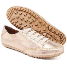 Tênis feminino Mocatênis Elástico Bella Dama em Couro Legítimo-Feminino