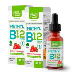 Kit 2 Vitamina B12 Methyl em gotas Unilife sabor Morango 30 ml
