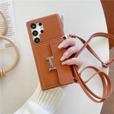 Capa de telefone crossbody para Samsung Galaxy S24 S23 S22 S21 Plus Note 20 Ultra A14 A24 A33 A34 A53 A54 Carteira com capa de suporte de cartão, marrom, para Galaxy S21 Plus