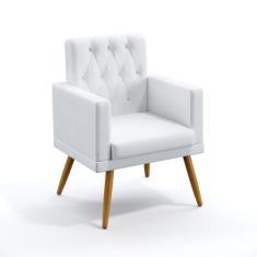 Kit Poltrona Decorativa Estofada Vega Com Rodapé E Botões Capitonê e P