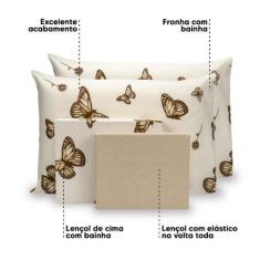 Lençol Casal 6 Pçs Estampado Percal 180 Fios Bainha 40cm altura - Bem 
