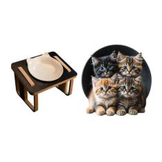 Comedouro Elevado Inclinado Antirrefluxo Para Gato Gigante - Maine Coo