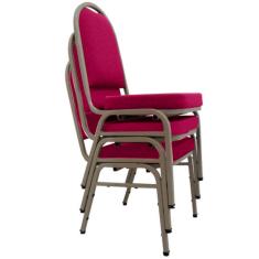 03 Cadeiras para Hotel e Auditório Linha Hotel Rosa