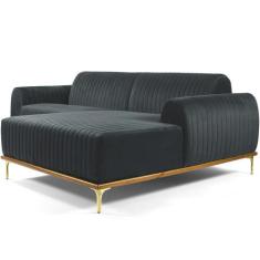 Sofá 5 Lugares com Chaise Direito Para Sala Molino 320 cm D02 Veludo C