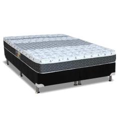 Cama Box King: Colchão Molas Bonnel Castor System Class + Base Crc Suede Black(193X203)