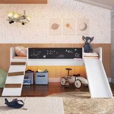 Cama Playground Com Escorregador E Rampa BY710 Branco Comm