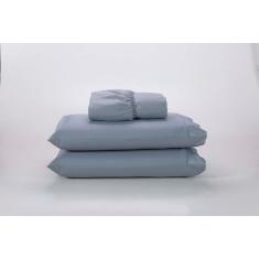 Jogo Lençol 400 Fios Ponto Palito Cama King 3Pçs Poliéster - Cinza