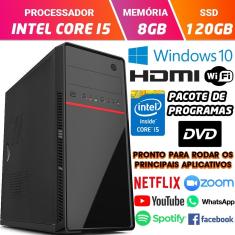 Computador Pc Cpu Intel Core i5 8GB ssd 120GB Hdmi Windows 10 Wifi Desktop