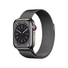 Apple Watch Series 8 (GPS + Cellular), Smartwatch com caixa grafite de aço inoxidável – 41 mm • Pulseira grafite estilo milanês