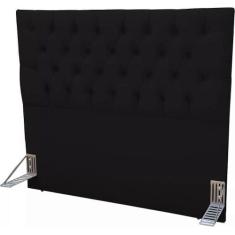 Cabeceira E Box Paris Casal 1,40m Em Suede Preto - E Box Móveis