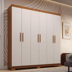 Guarda-Roupa Casal 6 Portas 2 Gavetas 100% MDF 164cm Papoulas Espresso