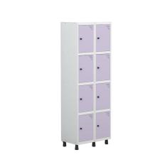 Armário Locker Guarda-roupa 8 Portas Aço Grp 502/8 Branco/Lilás