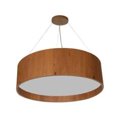 Lustre Redondo Pendente De Madeira Freijó 70x35cm