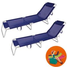 Kit 2 Cadeira Espreguiçadeira Alumínio Para Piscina Praia 4 Posições -