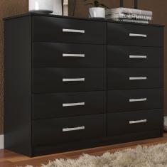 Cômoda 10 Gavetas Austin Preto - Evidência Móveis
