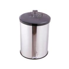 Lixeira Redonda Inox Com Pedal Esfera - Tampa Plástica 20L - CM Design