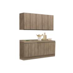 Kit de Cozinha Modulada 6 Peças Maxxi (2 Armários + 2 Balcões + 2 Complementos) C6P24 Nogal - Kappesberg