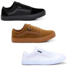 Kit Combo Três Pares de Tênis Casual Skate Escolar Haymax Original com