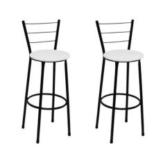 Kit 2 Banquetas Alta Banco Com Encosto Para Bancada Cozinha Bar Balcão