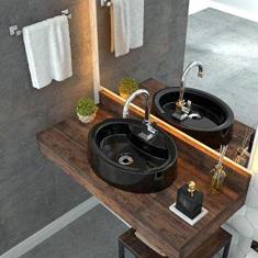 Cuba para Banheiro OV43W Oval Onix Compace Preto