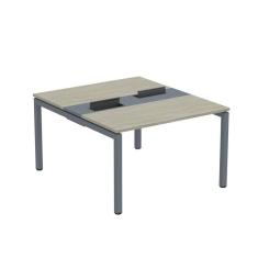 Mesa Plataforma Dupla com Pé de Aço para Coworking 110X140/2P PDC11/14/2P Nogueira Casablanca/Grafito