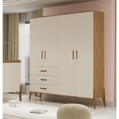 Guarda Roupa Emilly Off White Carvalho 4 Portas Canaã Baby