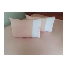 Jogo De Lençol Casal King Bordado Percal 400 Fios - Bordados Elza, ros