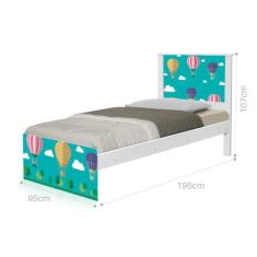 Cama Solteiro Adesivada Balão no Céu com Colchão - CasaH