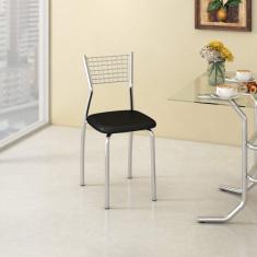 Cadeira De Aço Florença C121 Compoarte Cromado/preto