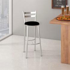 Banqueta Alta Cromada Verona Compoarte Cromado/preto