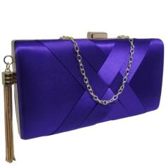 Bolsa Feminina Clutch De Festa Cetim Fecho Metal Dourado - Lika Bijute