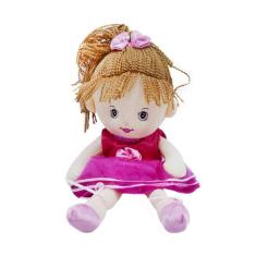 Boneca De Pelúcia Bailarina Pink Ponytail Marrom 35 Cm
