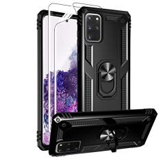 Androgate Capa para Samsung Galaxy S20 Plus com protetores de tela HD, suporte de anel de metal de nível militar com suporte de 4,5 m, capa à prova de choque testada contra quedas para Samsung Galaxy