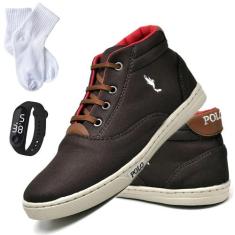 Kit Tênis Infantil Masculino Cano Médio + Relógio + Meia - Polo Blu, M